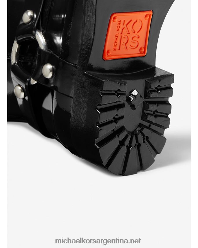 mujer negro bota de lluvia tormentosa de goma hasta la rodilla Michael Kors T46HB02126