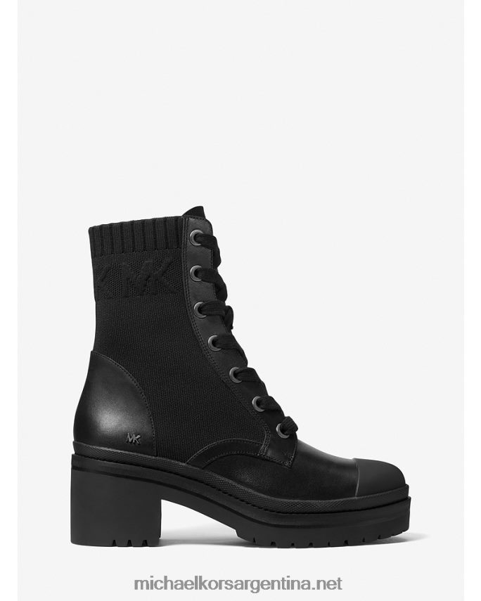 mujer negro bota militar brea de punto elástico y piel Michael Kors T46HB02099