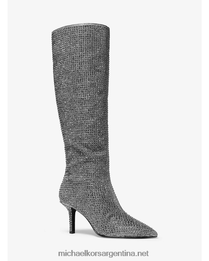 mujer negro/plata botas Katerina hasta la rodilla con detalles de cristal Michael Kors T46HB02217