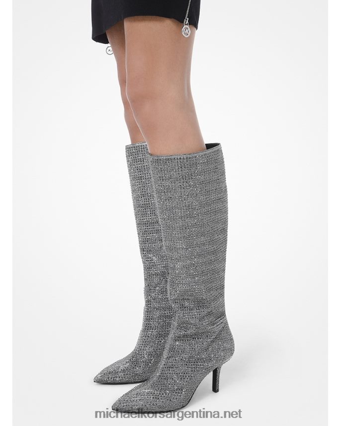 mujer negro/plata botas Katerina hasta la rodilla con detalles de cristal Michael Kors T46HB02217