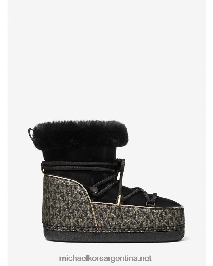 mujer oro negro logotipo metálico de zelda y bota de terciopelo Michael Kors T46HB02109
