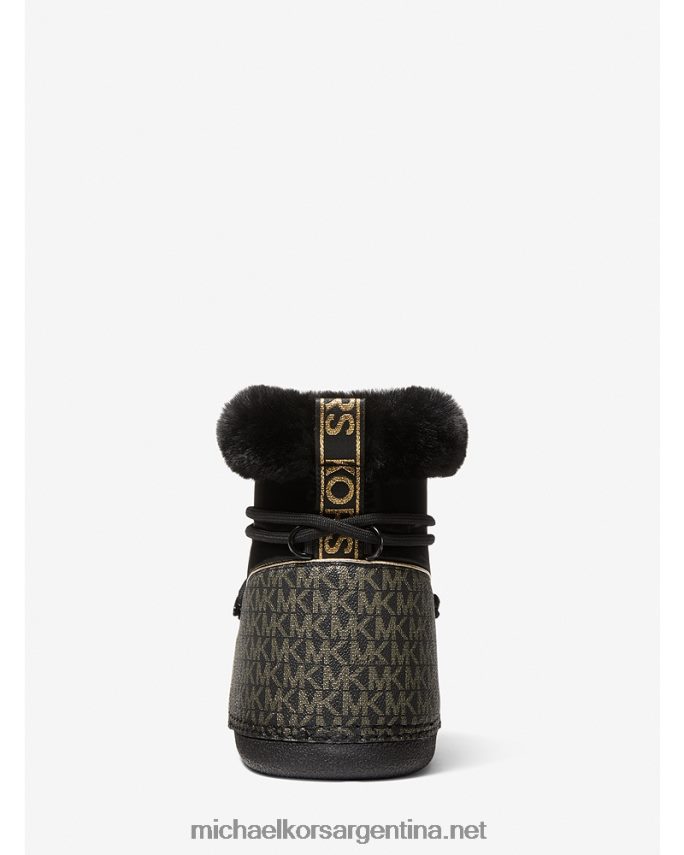 mujer oro negro logotipo metálico de zelda y bota de terciopelo Michael Kors T46HB02109
