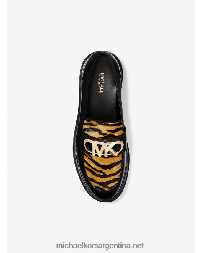 mujer maravilla mocasines parker de piel y pelo de becerro con estampado de tigre Michael Kors T46HB02272