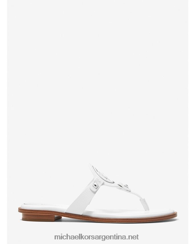 mujer Blanco óptico sandalias Aubrey con tira en T y corte de cuero Michael Kors T46HB02016