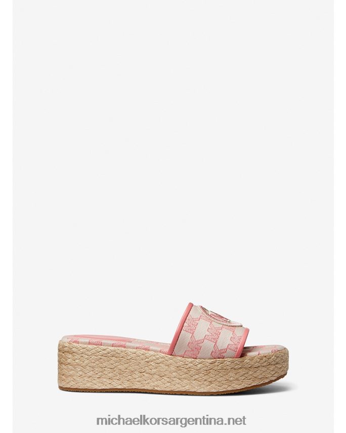 mujer Rosa de té Sandalia Sadler con cuña de yute y jacquard con logo Michael Kors T46HB01852
