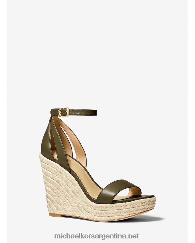 mujer aceituna sandalia con cuña de piel kimberly Michael Kors T46HB01910