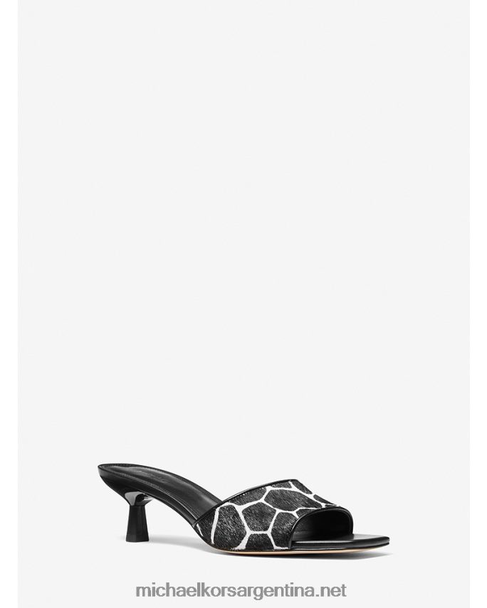 mujer blanco negro sandalia gatito amal animal print pelo becerro Michael Kors T46HB02020