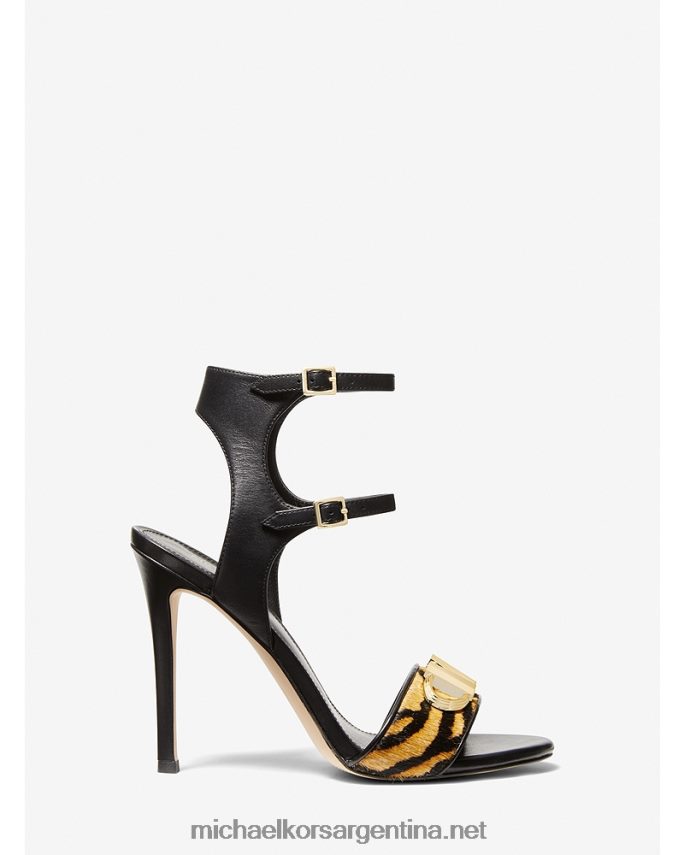 mujer maravilla Sandalia parker de piel y pelo de becerro con estampado de tigre Michael Kors T46HB02026