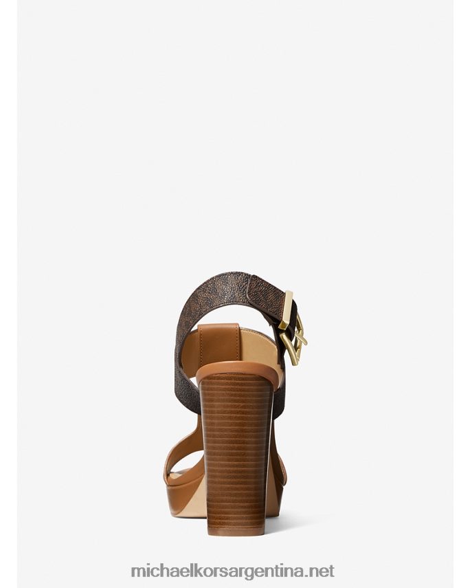 mujer marrón/bellota sandalias becker con logo y plataforma de piel Michael Kors T46HB01935