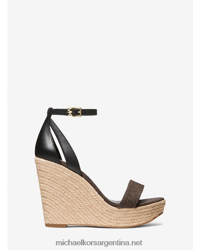 mujer marrón oscuro sandalias con cuña de piel y logotipo de Kimberly Michael Kors T46HB01908