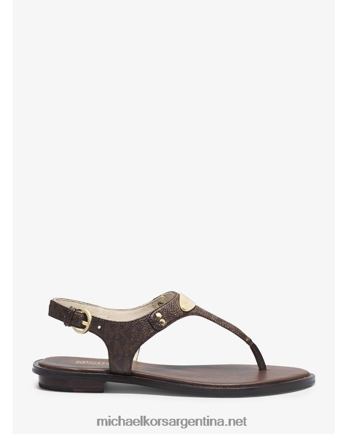 mujer marrón sandalias con placa del logo Michael Kors T46HB02062
