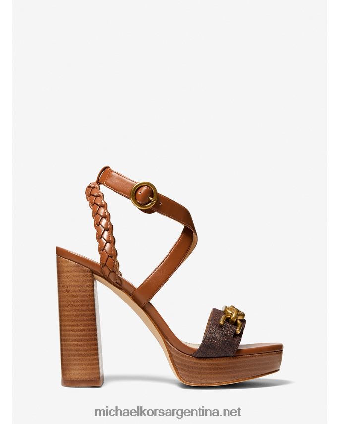 mujer marrón sandalias con plataforma de cuero y logo adornado Kailey Michael Kors T46HB02049