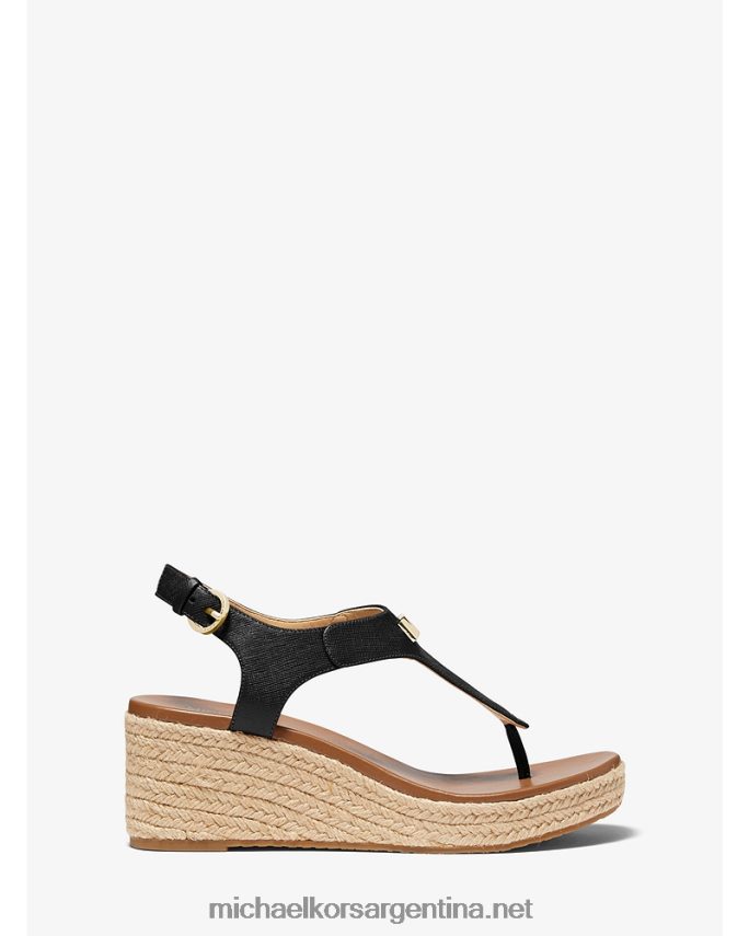 mujer negro Sandalia con cuña tipo alpargata Laney de piel saffiano Michael Kors T46HB01909