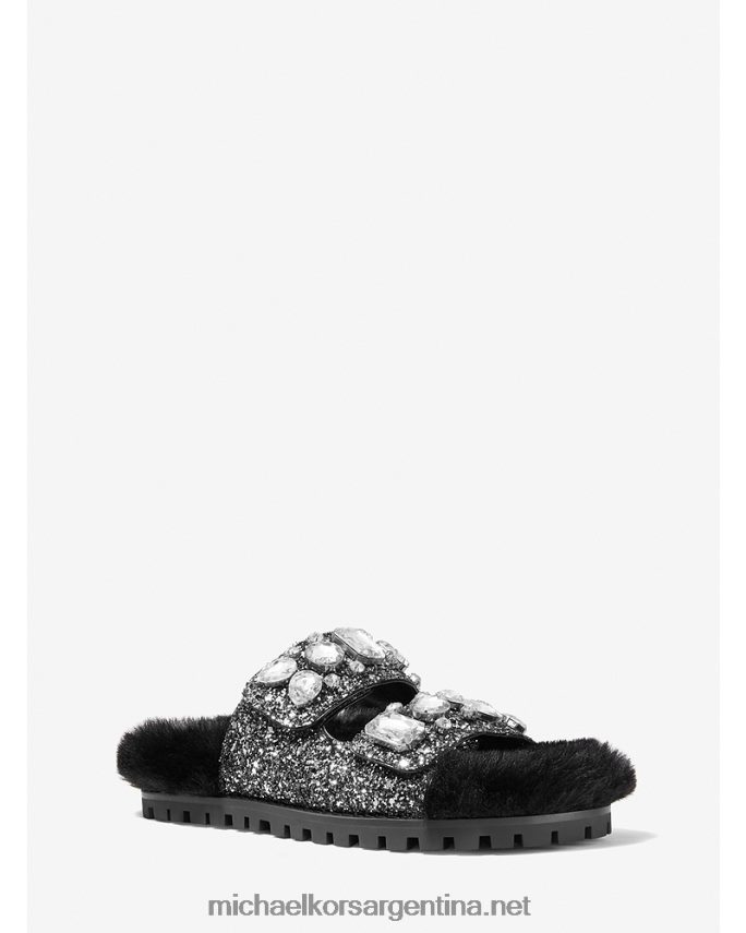 mujer negro/plata sandalias Stark con detalles de purpurina y piel sintética Michael Kors T46HB01972