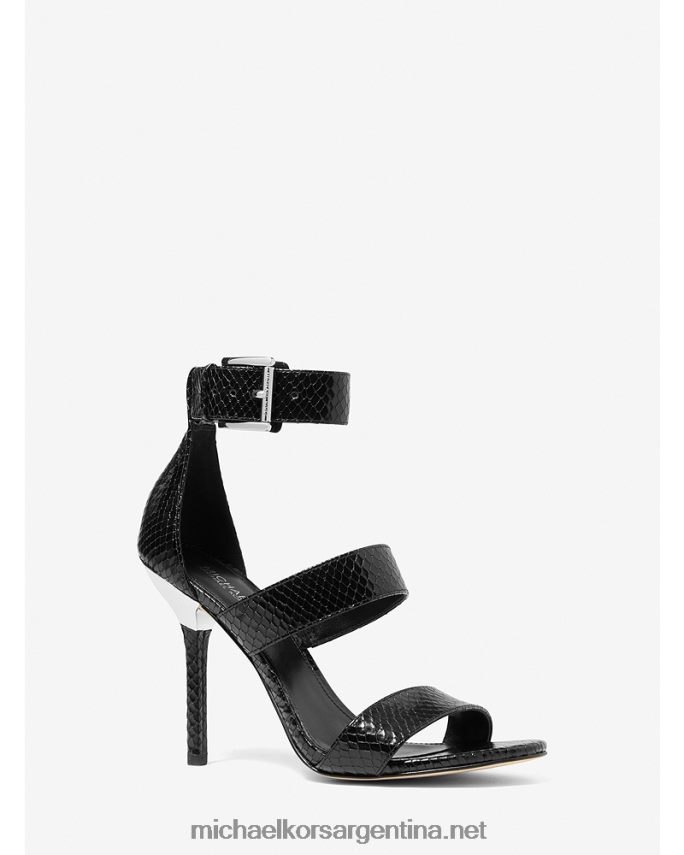 mujer negro sandalia amal de piel con grabado de serpiente Michael Kors T46HB02038