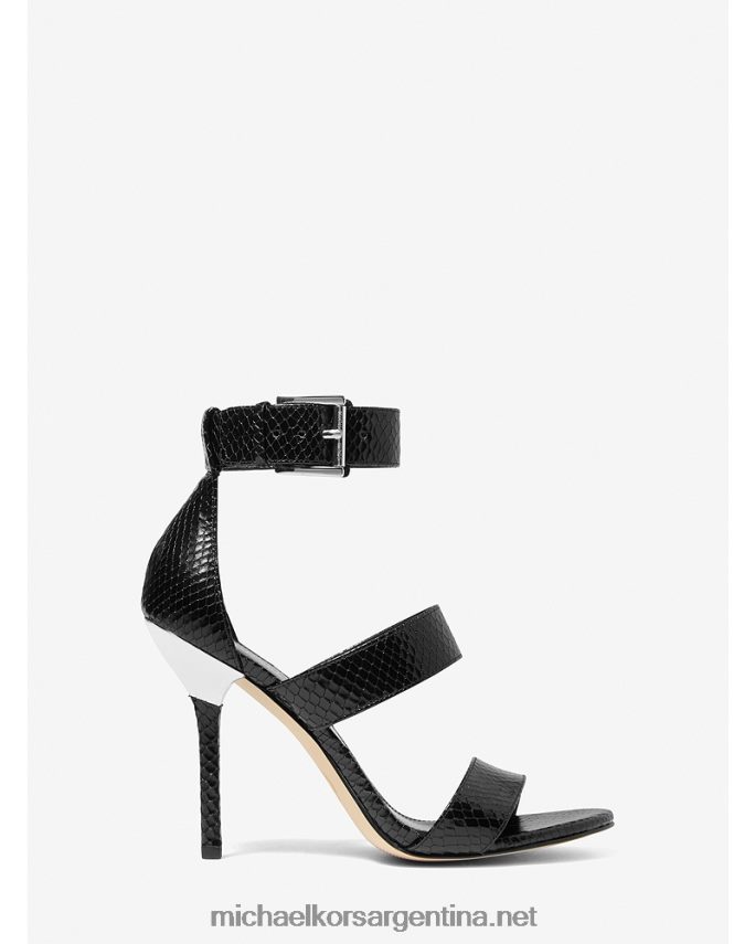 mujer negro sandalia amal de piel con grabado de serpiente Michael Kors T46HB02038