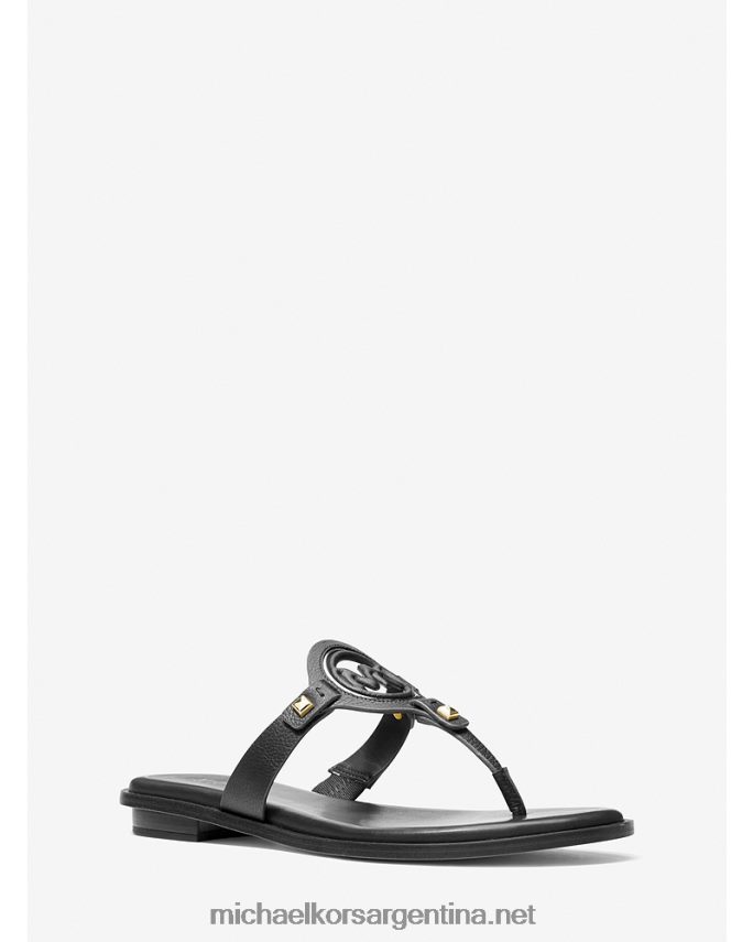 mujer negro sandalias Aubrey con tira en T y corte de cuero Michael Kors T46HB02017