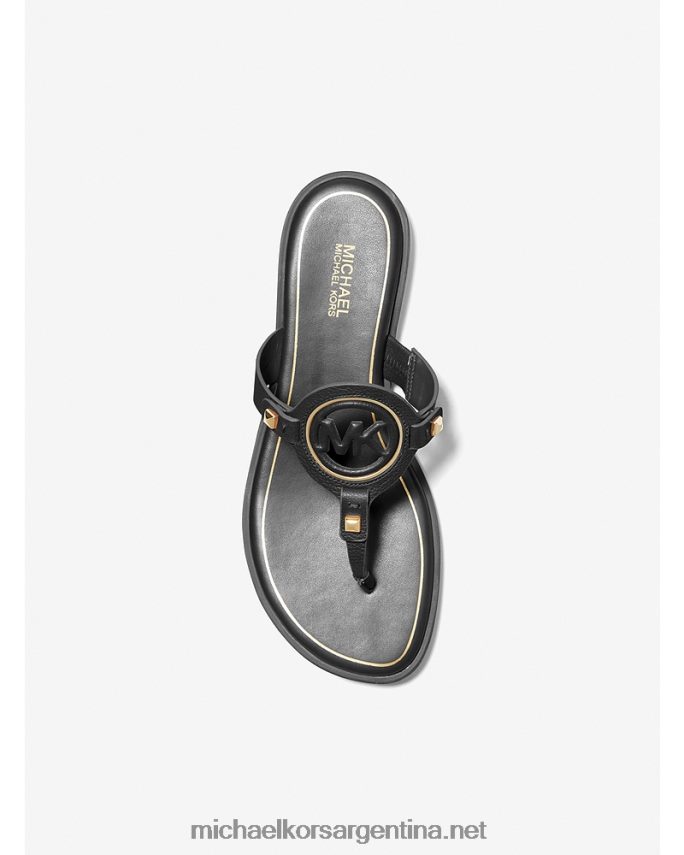 mujer negro sandalias Aubrey con tira en T y corte de cuero Michael Kors T46HB02017