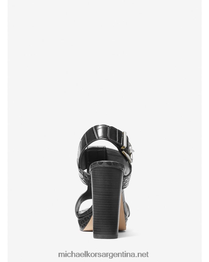 mujer negro sandalias becker con plataforma de piel sintética en relieve de cocodrilo Michael Kors T46HB01931