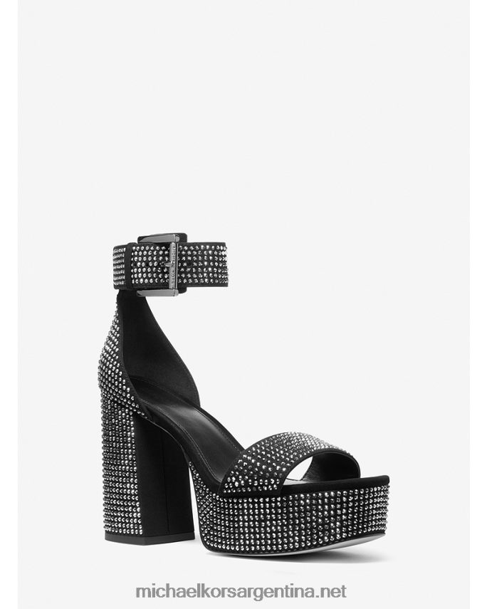 mujer negro sandalias de plataforma de gamuza sintética con adornos de cristal de tara Michael Kors T46HB02025