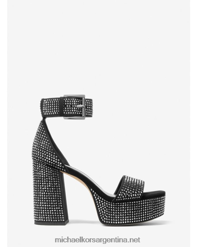 mujer negro sandalias de plataforma de gamuza sintética con adornos de cristal de tara Michael Kors T46HB02025