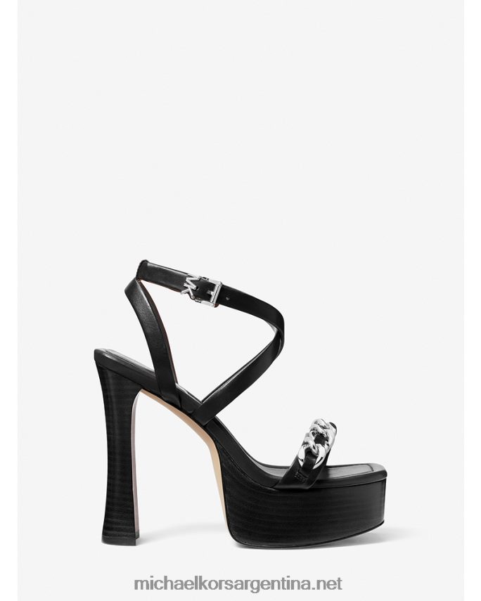 mujer negro sandalias paola de piel con plataforma y detalles de cadena Michael Kors T46HB01886
