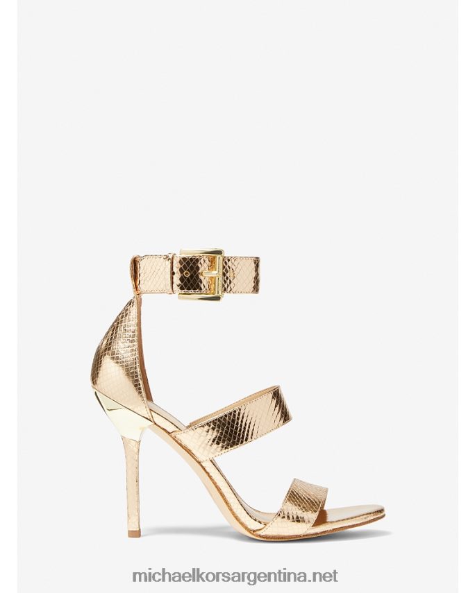 mujer oro pálido Sandalia amal de piel metalizada con grabado de serpiente Michael Kors T46HB02035