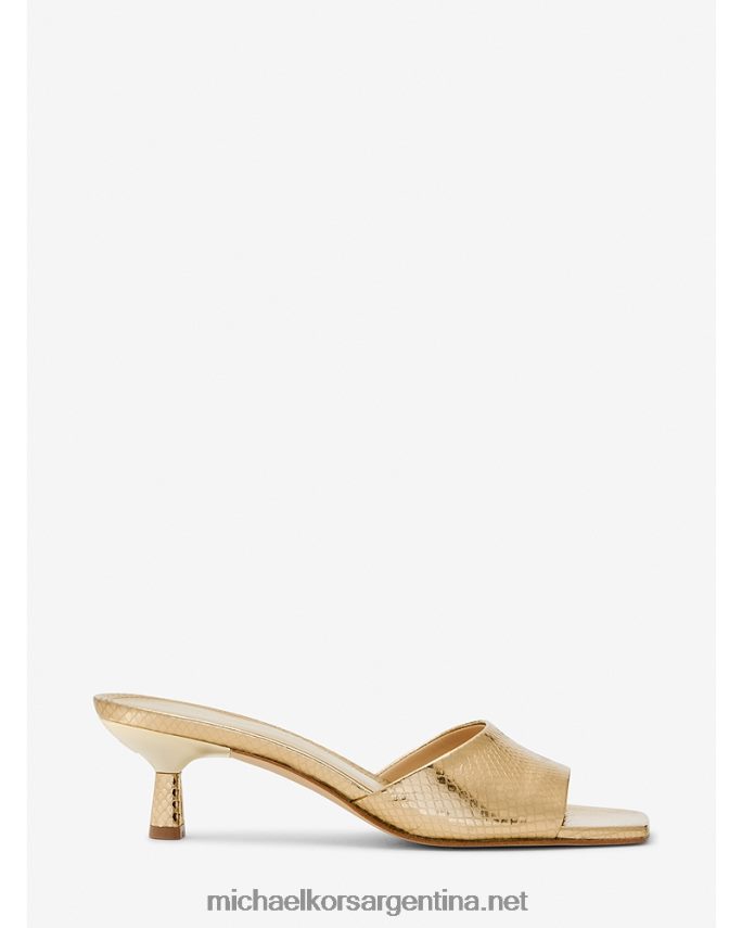 mujer oro pálido Sandalia gatito amal de piel metalizada con grabado de serpiente Michael Kors T46HB01841