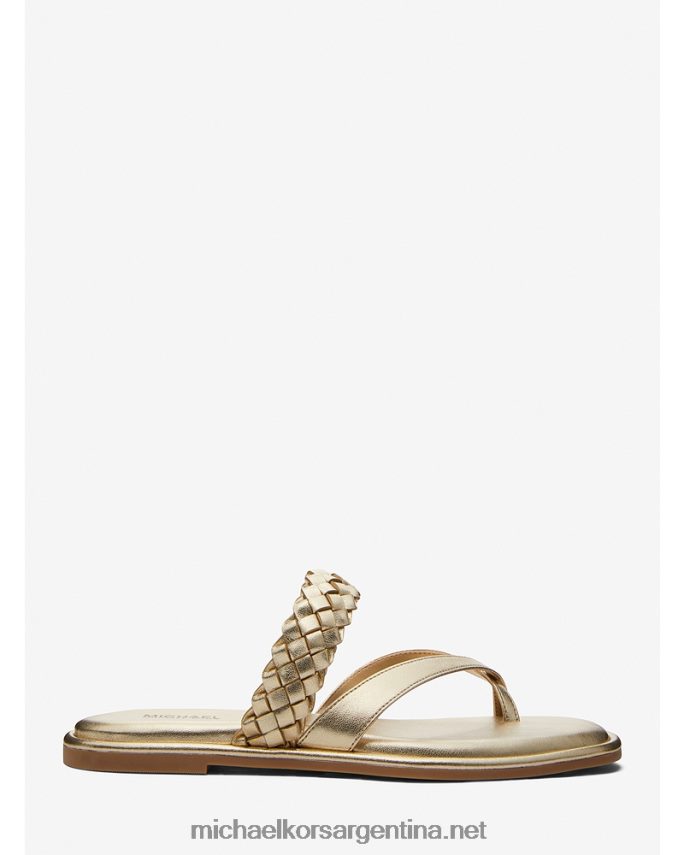 mujer oro pálido Sandalia tipo chancla alba trenzada metalizada de piel sintética Michael Kors T46HB02057