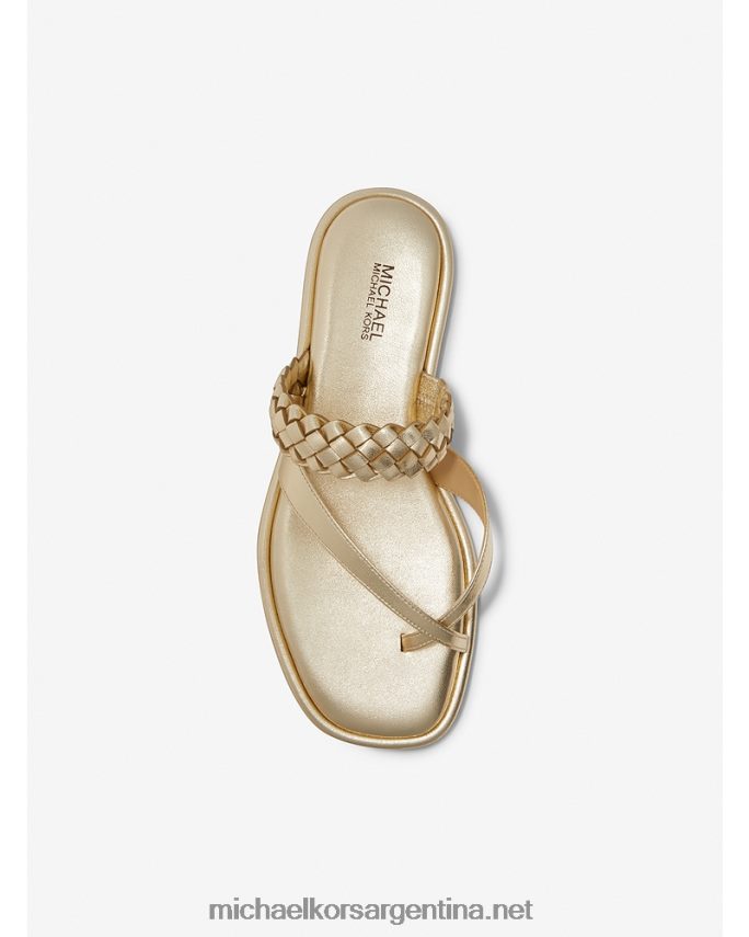 mujer oro pálido Sandalia tipo chancla alba trenzada metalizada de piel sintética Michael Kors T46HB02057