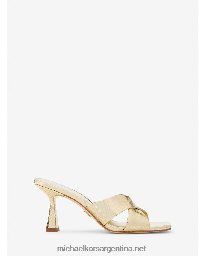 mujer oro pálido mule clara de piel metalizada con grabado de serpiente Michael Kors T46HB01850