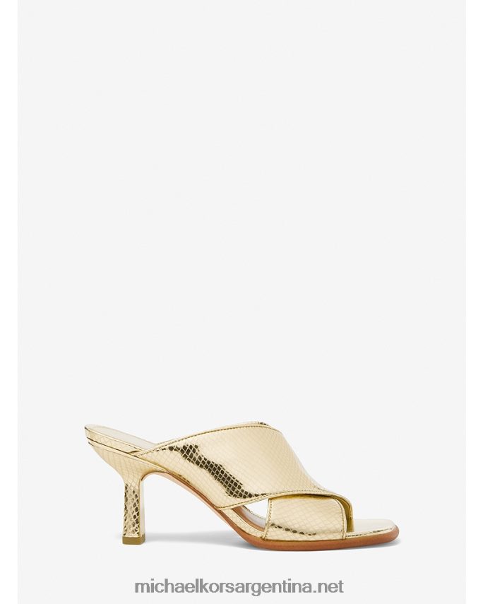 mujer oro pálido mule gideon de piel metalizada con grabado de serpiente Michael Kors T46HB02039