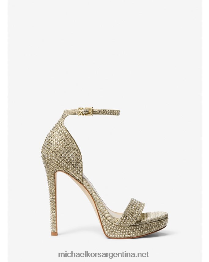 mujer oro pálido sandalia con plataforma de malla y cadena adornada con purpurina jordyn Michael Kors T46HB01892