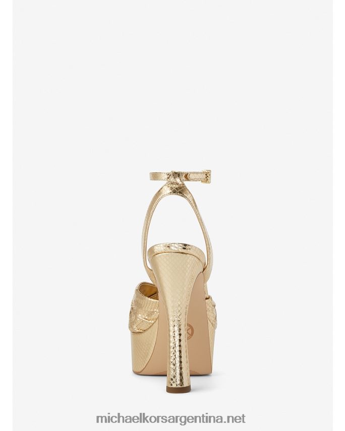 mujer oro pálido sandalia con plataforma selena de piel grabada con serpiente metalizada Michael Kors T46HB01980