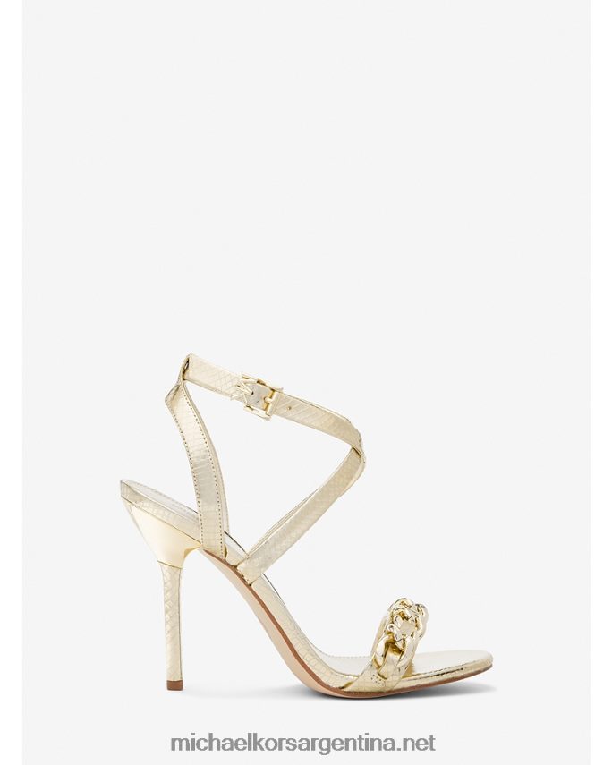 mujer oro pálido sandalias asha de piel en relieve con detalles de serpiente Michael Kors T46HB01942