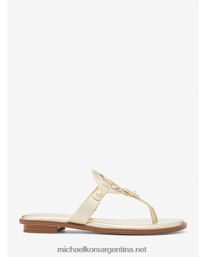 mujer oro pálido sandalias aubrey de piel metalizada con tira en T Michael Kors T46HB02012