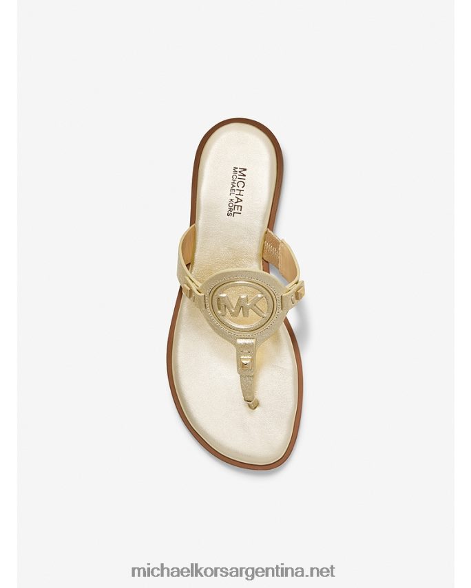 mujer oro pálido sandalias aubrey de piel metalizada con tira en T Michael Kors T46HB02012