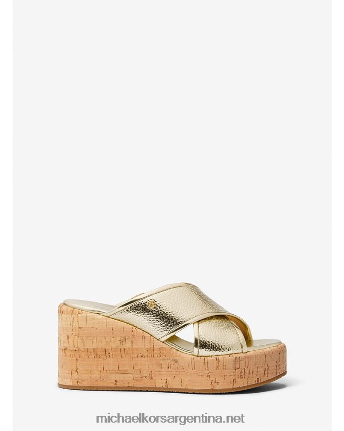 mujer oro pálido sandalias cary de piel metalizada con cuña Michael Kors T46HB01878