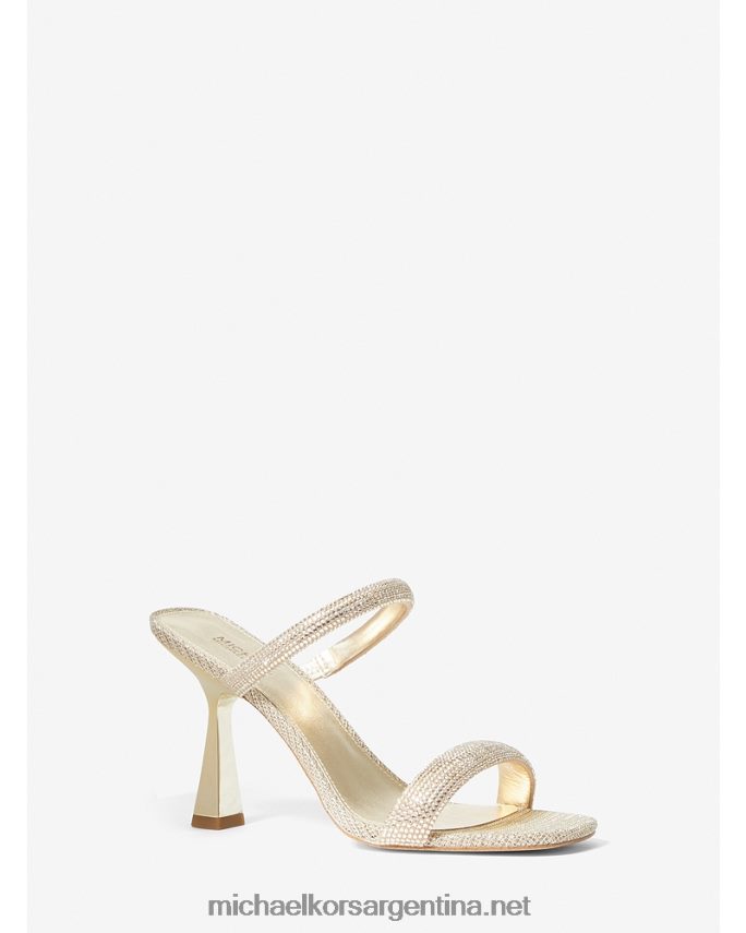 mujer oro pálido sandalias de malla de cadena con adornos de purpurina metalizada clara Michael Kors T46HB02021