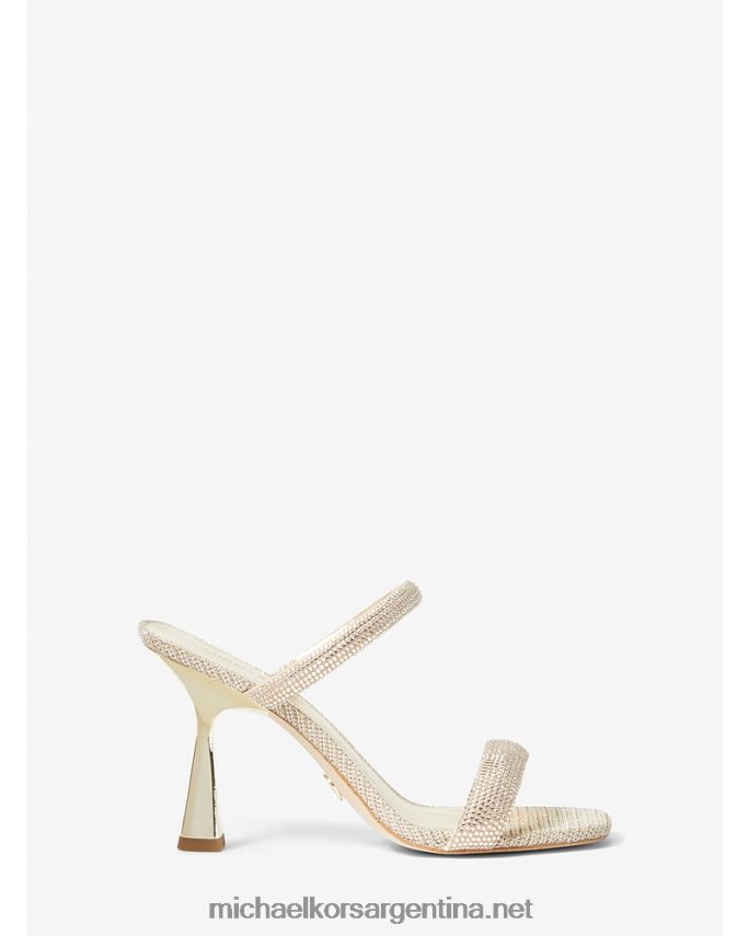 mujer oro pálido sandalias de malla de cadena con adornos de purpurina metalizada clara Michael Kors T46HB02021
