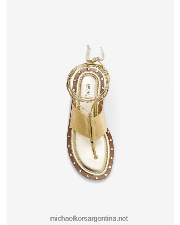 mujer oro pálido sandalias jagger de piel metalizada con grabado de serpiente y cordones Michael Kors T46HB01837