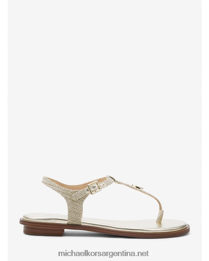 mujer oro pálido sandalias mallory con tira en T y malla de cadena con purpurina Michael Kors T46HB01905