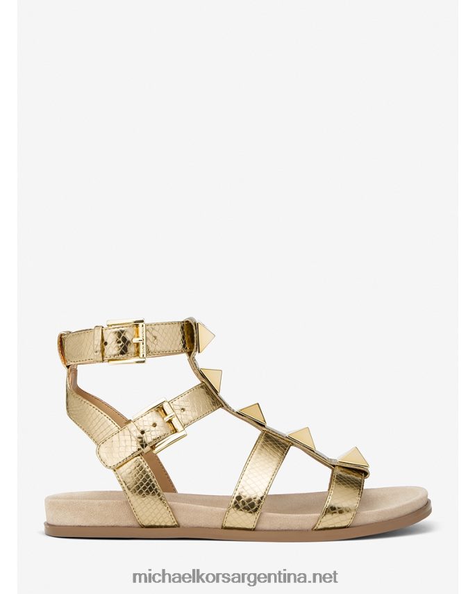 mujer oro pálido sandalias wren de piel metalizada en relieve con tachuelas Michael Kors T46HB02061