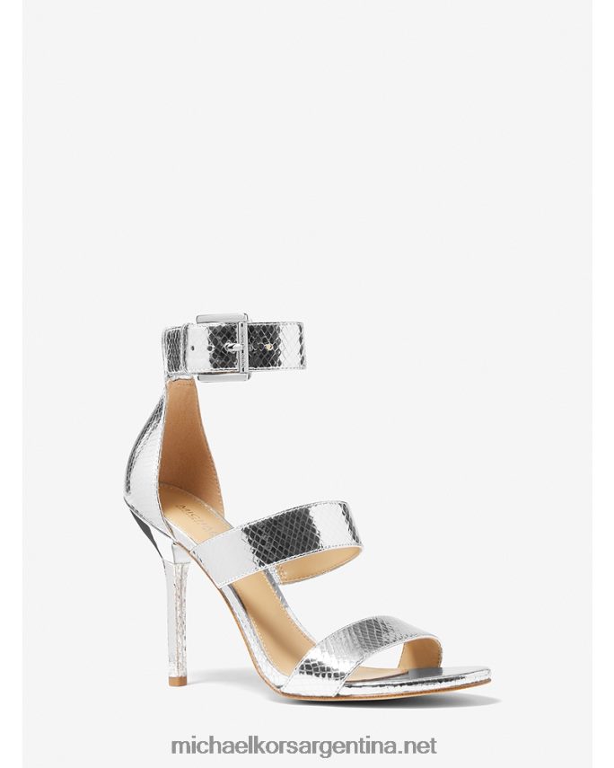 mujer plata Sandalia amal de piel metalizada con grabado de serpiente Michael Kors T46HB02036
