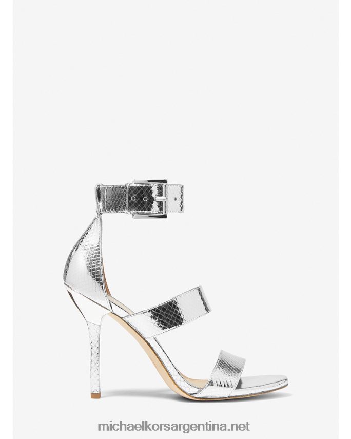 mujer plata Sandalia amal de piel metalizada con grabado de serpiente Michael Kors T46HB02036