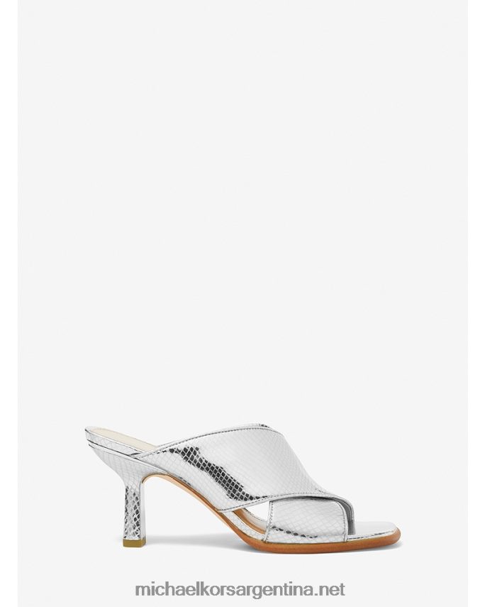 mujer plata mule gideon de piel metalizada con grabado de serpiente Michael Kors T46HB02040