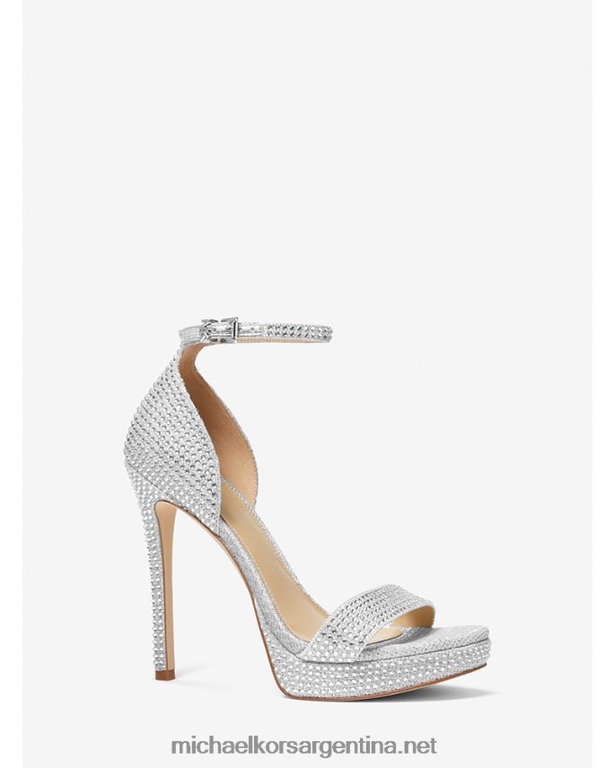 mujer plata sandalia con plataforma de malla y cadena adornada con purpurina jordyn Michael Kors T46HB01893