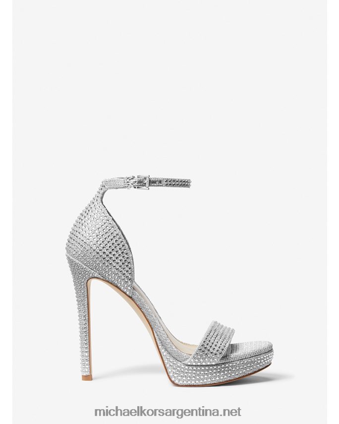 mujer plata sandalia con plataforma de malla y cadena adornada con purpurina jordyn Michael Kors T46HB01893