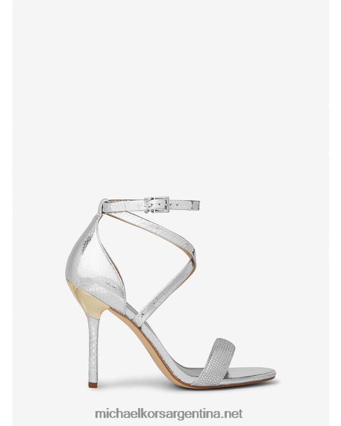 mujer plata sandalias Astrid de piel metalizada con detalles de serpiente en relieve Michael Kors T46HB02071