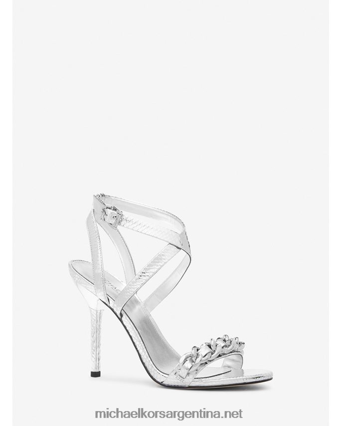 mujer plata sandalias asha de piel en relieve con detalles de serpiente Michael Kors T46HB01944